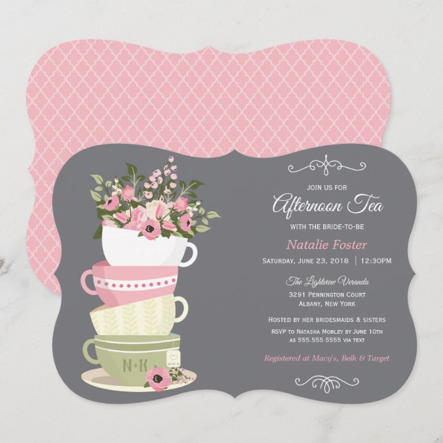 Convite Chá de panela de chá à tarde (Frente/Verso)