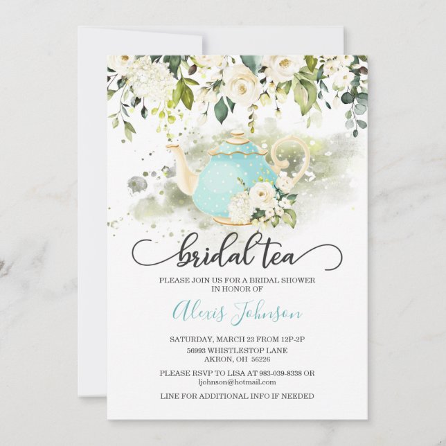 Convite Chá de panela de Chá - Azul (Frente)