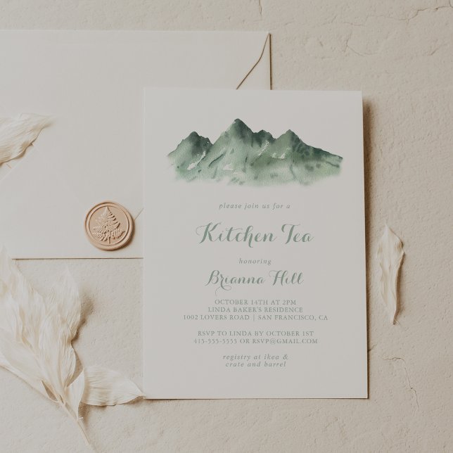 Convite Chá de panela de chá de cozinha verde-montanha (Criador carregado)