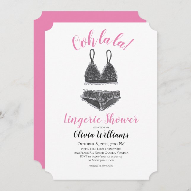 Convite Chá de panela de Chá de Lingerie de água (Frente/Verso)