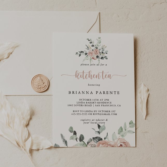 Convite Chá de panela de chá rosa rosa rosado clássico (Criador carregado)