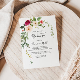 Convite Chá de panela de chá verde-rosado