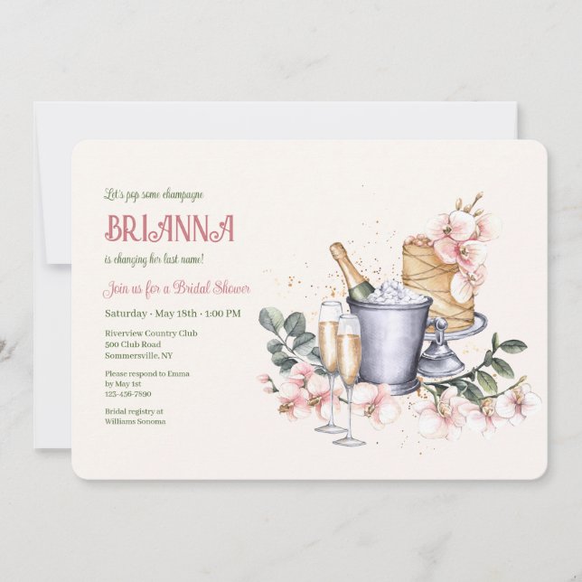 Convite Chá de panela de champanhe (Frente)