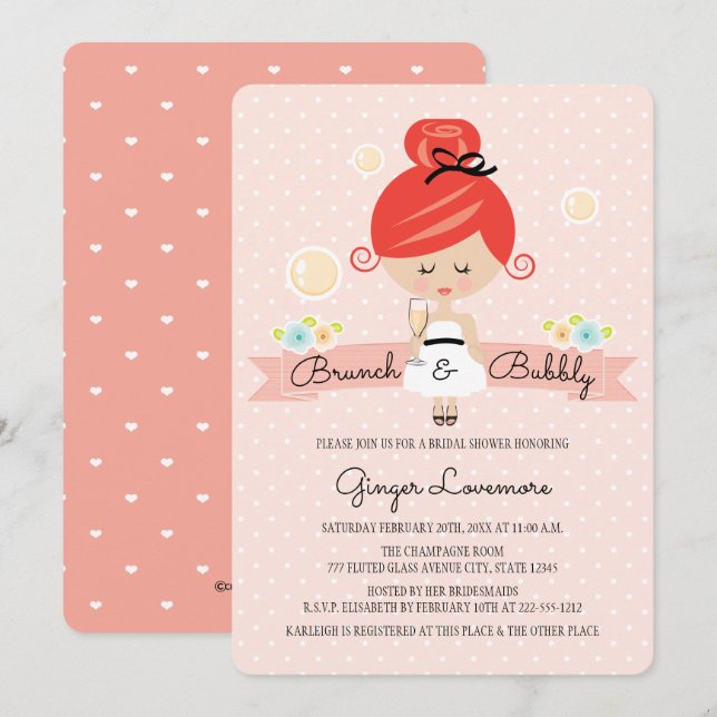 Convite Chá de panela de champanhe (Frente/Verso)