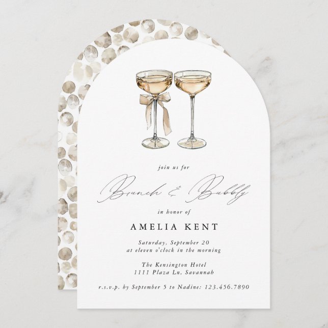 Convite Chá de panela de Champanhe Brunch & Bubble Waterco (Frente/Verso)