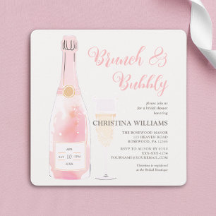 Convite Chá de panela de champanhe Brunch e Borracha Rosa
