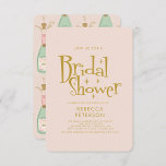 Convite Chá de panela de Champanhe Funny Retro<br><div class="desc">Chá de panela de Tipografia do Ouro de Pêssego Pastel</div>