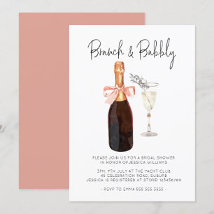Convite Chá de panela de champanhe legante Brunch e Bubbl