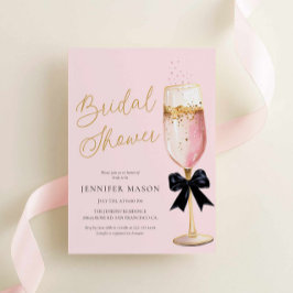 Convite Chá de panela de Champanhe Rosa Elegante