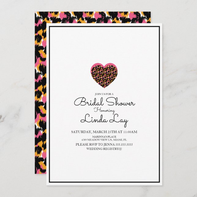 Convite Chá de panela de Cheetah Safari, animal minimalist (Frente/Verso)