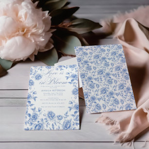 Convite Chá de panela de chinoiserie azul Elegante