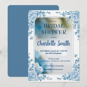 Convite Chá de panela de chinoiserie Elegante Blue Flower