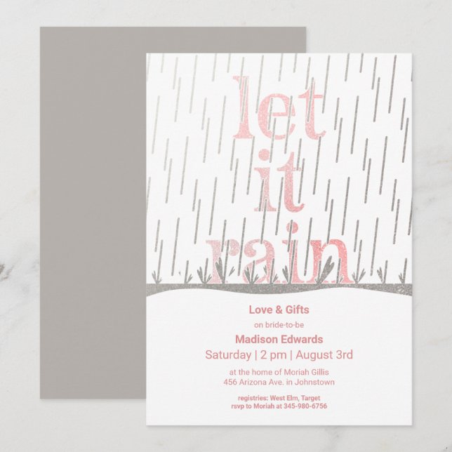 Convite Chá de panela de chuva com brilho (Frente/Verso)