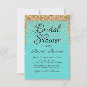 Convite Chá de panela de cintilação brilhante azul de c