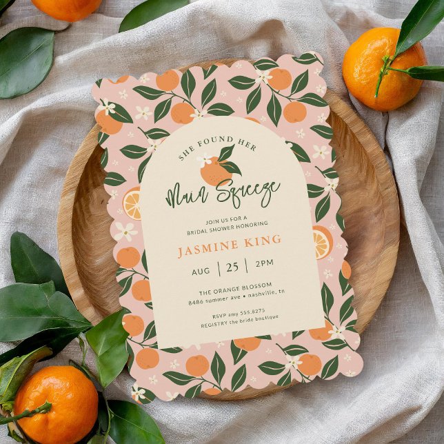 Convite Chá de panela de Citros Laranja de Amostragem Prin (Criador carregado)