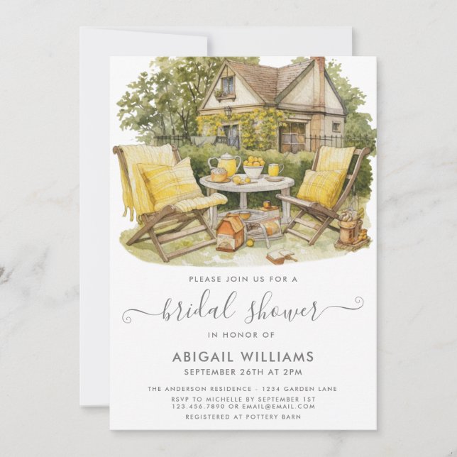 Convite Chá de panela de Citros Picnic Lemon do Partido do (Frente)