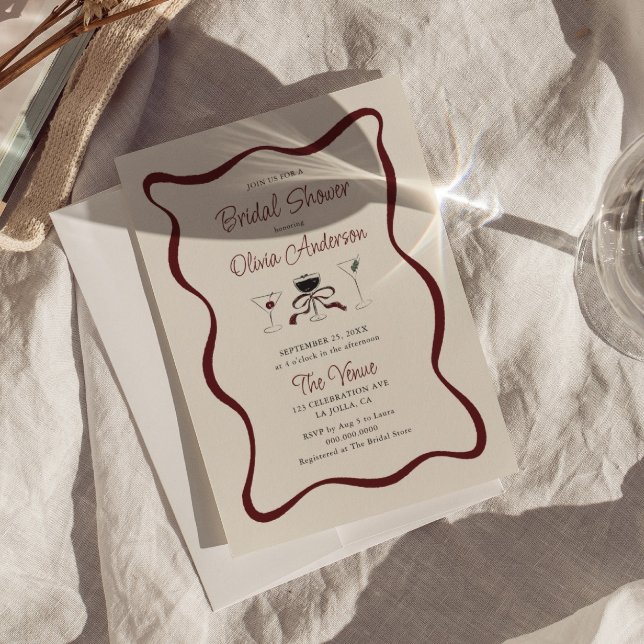 Convite Chá de panela de Cocktails Desenhados à Mão (Criador carregado)