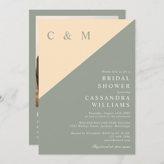 Convite Chá de panela de Código QR de Fotografia de Sage G (Frente/Verso)