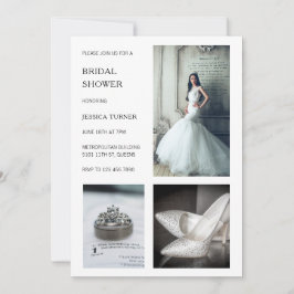 Convite Chá de panela de Colagem de Fotos Branca Moderna