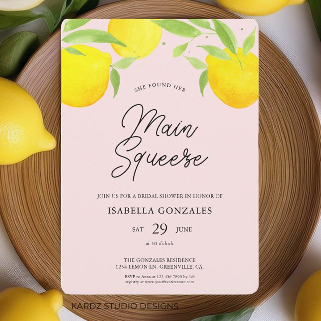 Convite Chá de panela de compressão principal do Citrus (This citrus summer bridal shower invitation is shown in 5 x 7 inches. Other sizes available.)