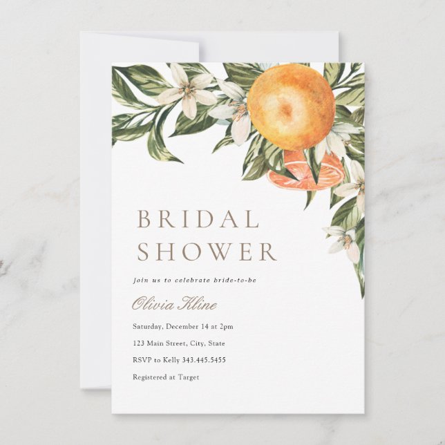 Convite Chá de panela de compressão principal laranja (Frente)