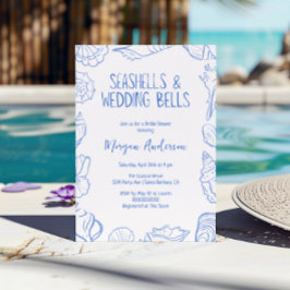 Convite Chá de panela de Conchas e Sinos de Casamento