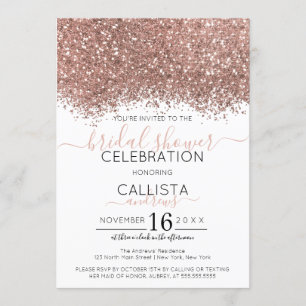 Convite Chá de panela de Confetti Glitter Branco Dourado r