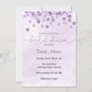 Convite Chá de panela de Confetti Roxo