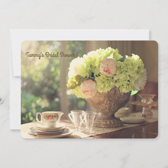 Convite Chá de panela de configuração de mesa (Frente)