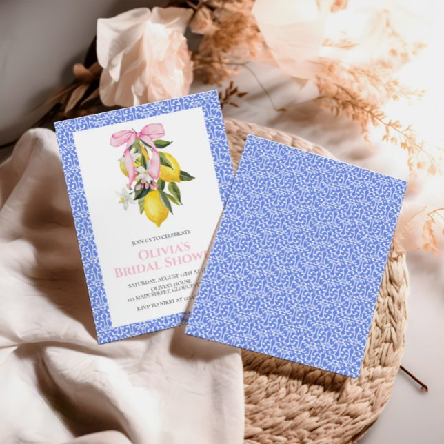 Convite Chá de panela de coquete de Arco rosa-limão (Criador carregado)