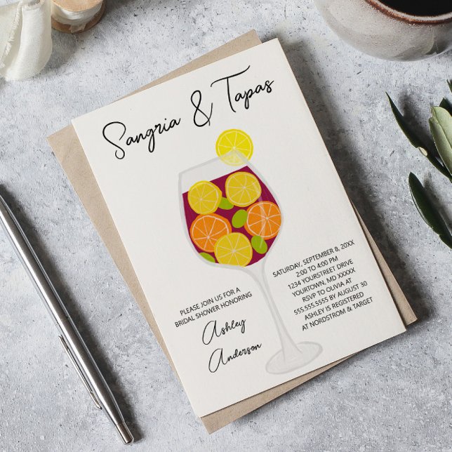 Convite Chá de panela de coquetel espanhol Sangria & Tapas (Criador carregado)