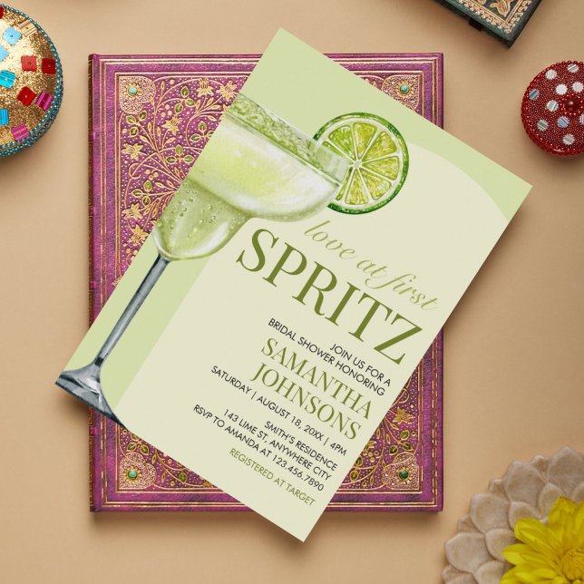 Convite Chá de panela de coquetel moderno Margarita (Love at First Spritz Bridal Shower Invitation)