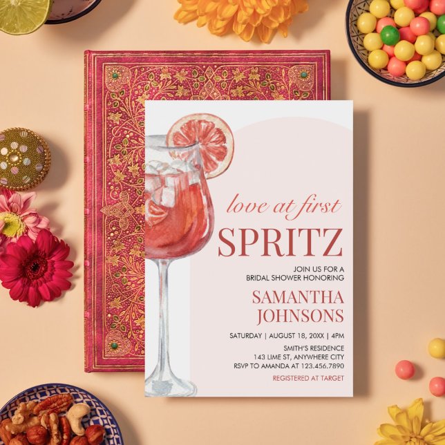 Convite Chá de panela de coquetel Pomelo Moderno (Love at First Spritz Bridal Shower Invitation)