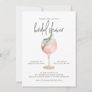 Convite Chá de panela de coquetel rosa elegante Brunch