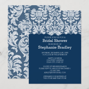 Convite Chá de panela de Cor damasco de Marinho e de rend