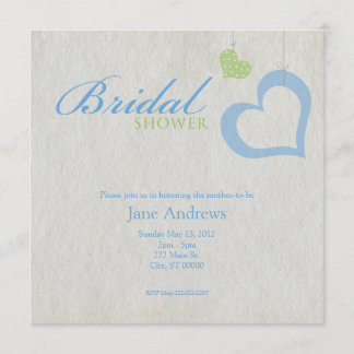 Convite Chá de panela de Corações do Coração - Azul e Verd