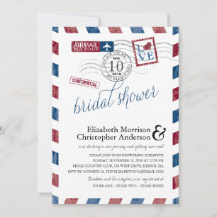 Convite Chá de panela de correio aéreo antigo