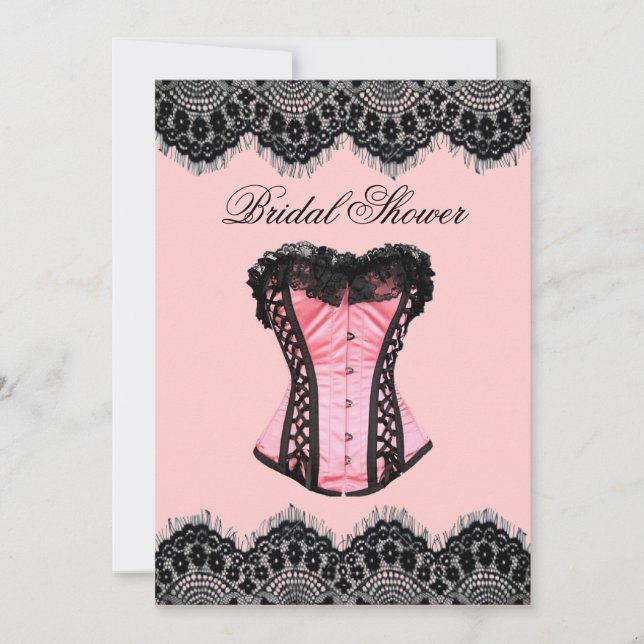 Convite Chá de panela de corset de Lingerie (Frente)