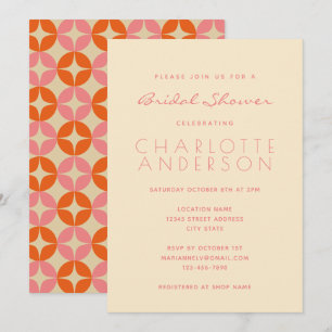 Convite Chá de panela de Creme Geométrico do Médio Rosa