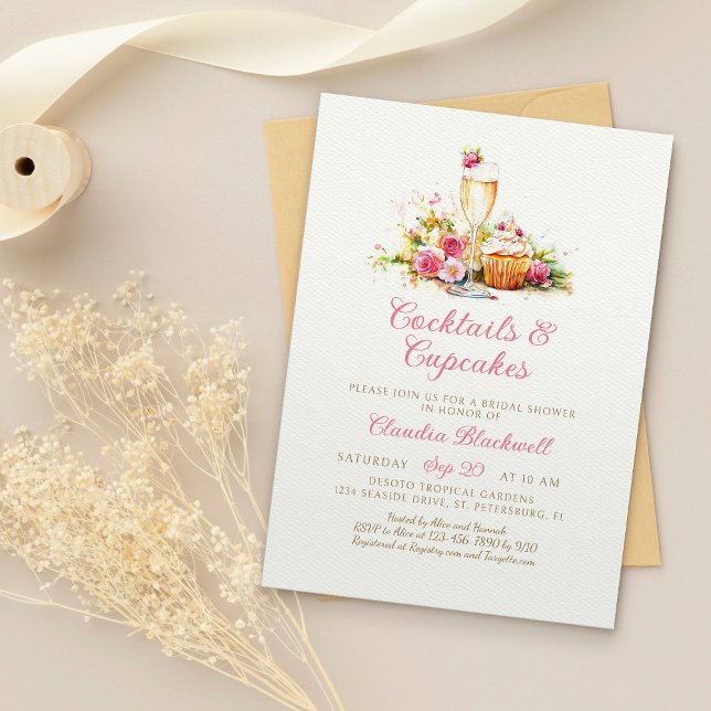 Convite Chá de panela de Cupcakes de champanhe (Criador carregado)