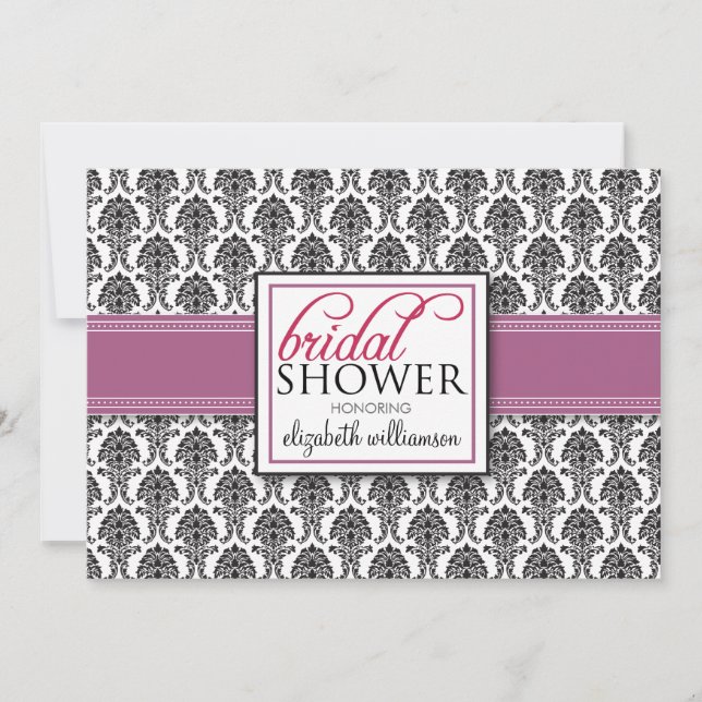 Convite Chá de panela de Damask Elegante (lilac) (Frente)
