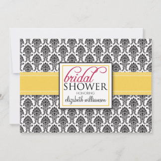 Convite Chá de panela de Damask Elegante (limão)