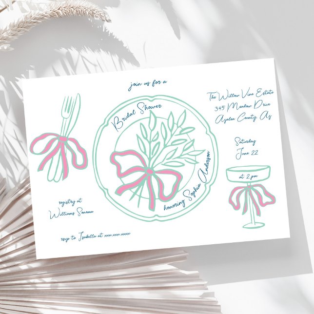 Convite Chá de panela de definição de Mesa desenhada à mão (Criador carregado)