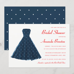 Convite Chá de panela de Destaque Vermelho do Vintage Azu