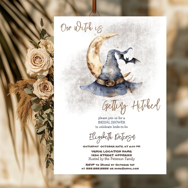 Convite Chá de panela de Dia das Bruxas de Chapéu de Bruxa (Criador carregado)