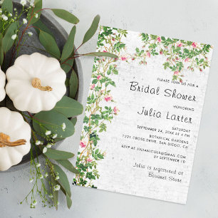 Convite Chá de panela de Diário rosa rosa velho Wall Vinta