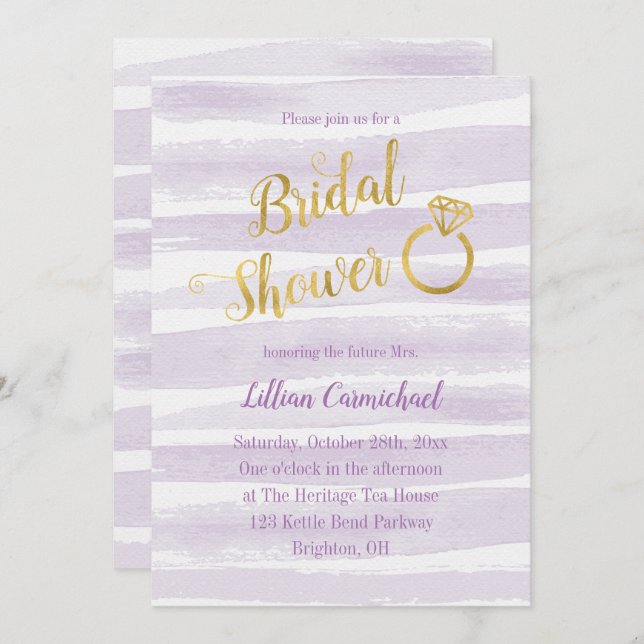 Convite Chá de panela de distribuição de água púrpura e Do (Frente/Verso)