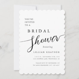 Convite Chá de panela de Escala Branca de Script Romântico