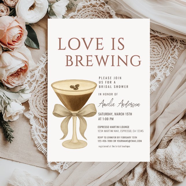 Convite Chá de Panela de Espresso Martini Love is Brewing (Criador carregado)