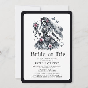 Convite Chá de panela de Esqueleto Floral Brito ou Die Got